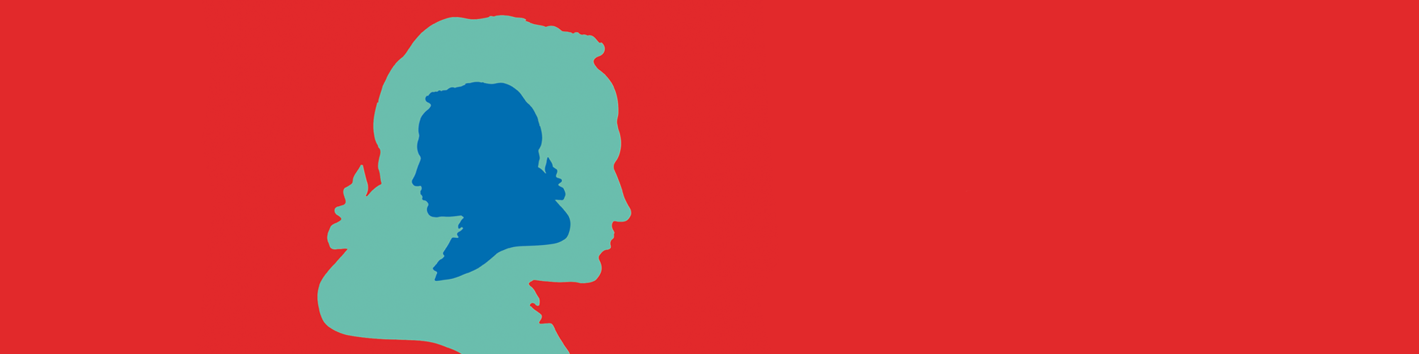 Kopf von Immanuel Kant als Scherenschnitt auf rotem Hintergrund